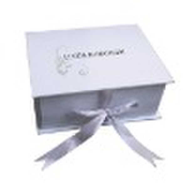 Nice hardboard gift box with decorative ribbon