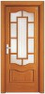 wooden door with glass