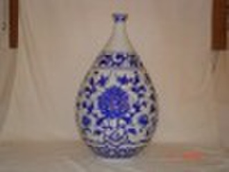 Porcelain Flower Vase Blue and White Traditional C