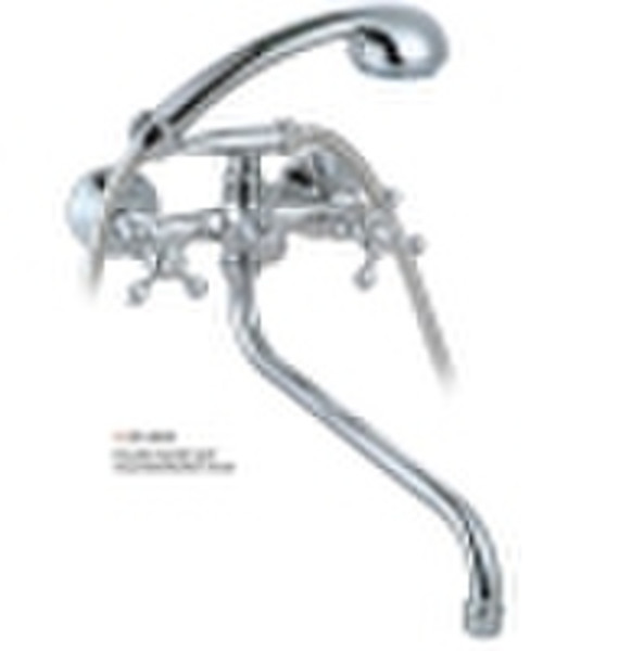 Double handle wall-mounted kitchen mixer