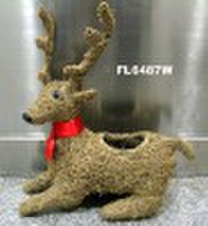 Bleached Rattan Christmas Garden Planter