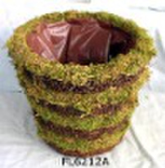 Striped Moss Rattan Flower Pot