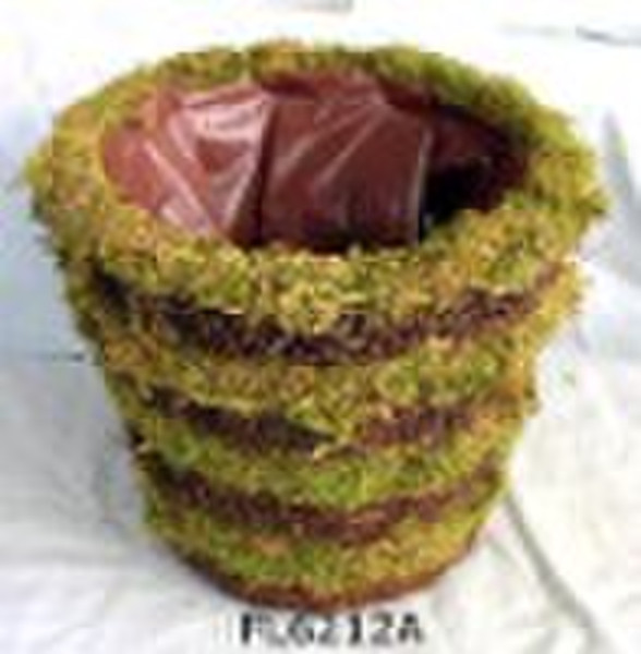 Striped Moss Rattan Flower Pot
