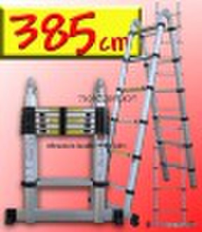 Multipurpose telescopic ladder with hinged middle