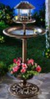 Solar  Bird Bath and Feeder with Plant