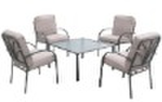 5pc Sq Table Cush Chat Set Tan