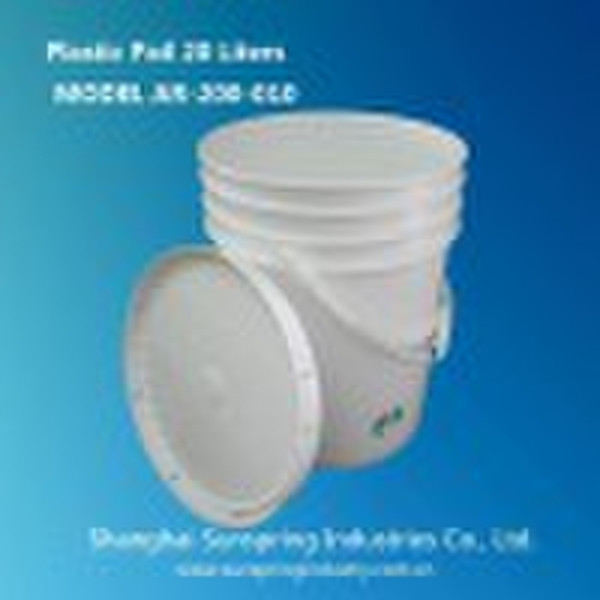 20L White Plastic Bucket Pail with Lid handle