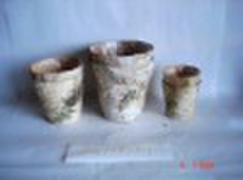 birch bark flower pot