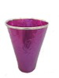 Round printed zinc flower pot