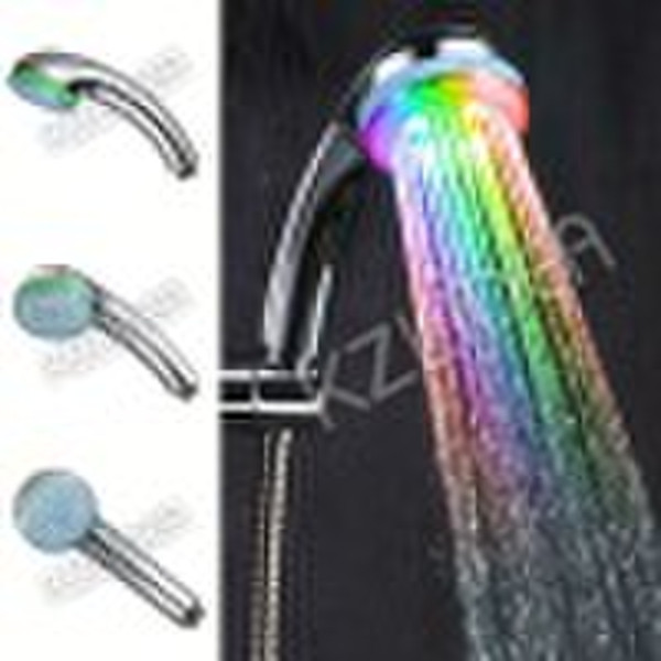 Water powered  3 colours led bathroom shower head