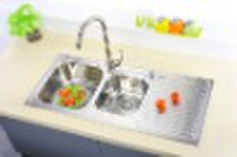 (NEW!)Stainless Steel Double-bowls Kitchen Sink wi