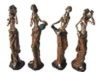 poly African woman Figurine w/pot