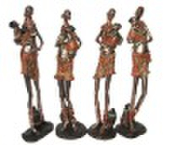 poly African Figurine with child