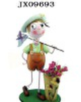 garden boy with flower pot decoration