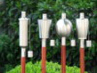 Stainless steel garden torch with compressed bambo