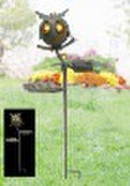 [New Arrival] Metal cat owl  garden stake with gla