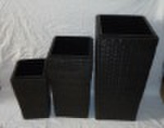 square plastic rattan basket with zinc pot inside1