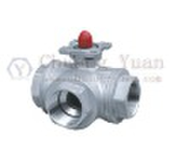 stainless steel Female3-way ball valve with mounti