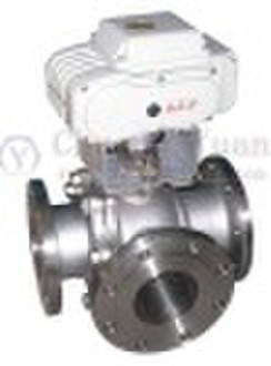 flanged 3-way  ball valve with pneumatic actuator