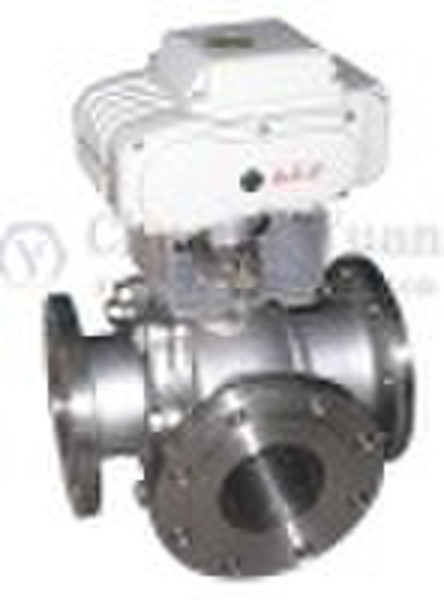 flanged 3-way  ball valve with pneumatic actuator