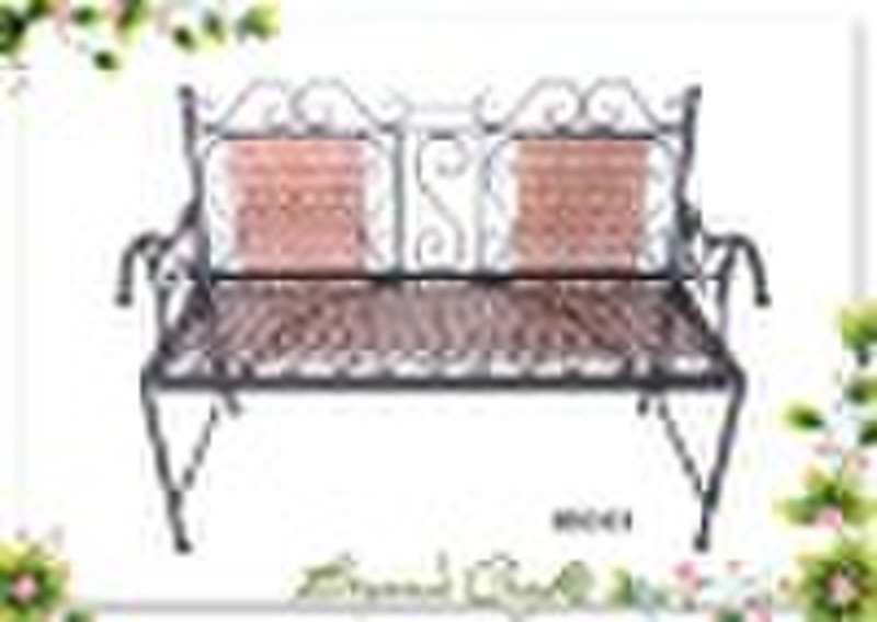 Metal outdoor bench with two seats