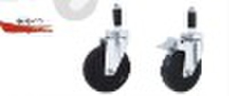 100mm/125mm medium duty rubber stem swivel caster