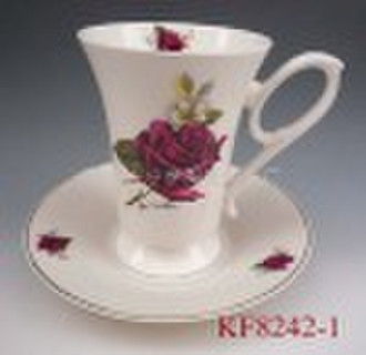 keramische Kaffeetasse mit Blumen-Design