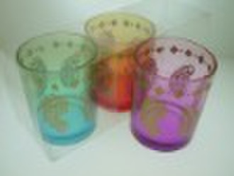 Glass tealight candle holder  cup shaped decoratio