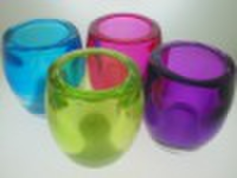 Red/purple/green/blue Glass tealight candle holder