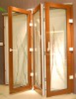 Wood film laminated folding door