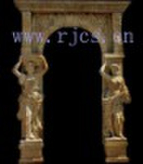 yellow stone fireplace