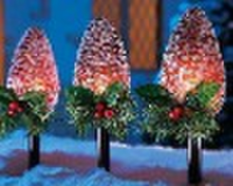 Pinecone path lights & Christmas lights &