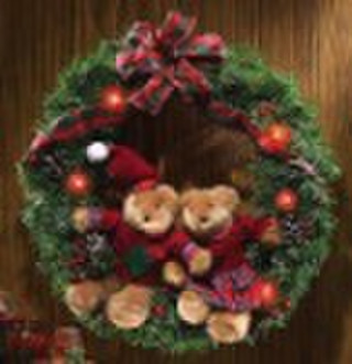 Christmas wreath with bear