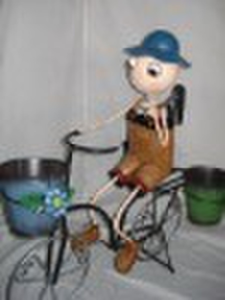 garden boy on the bicycle,garden planter