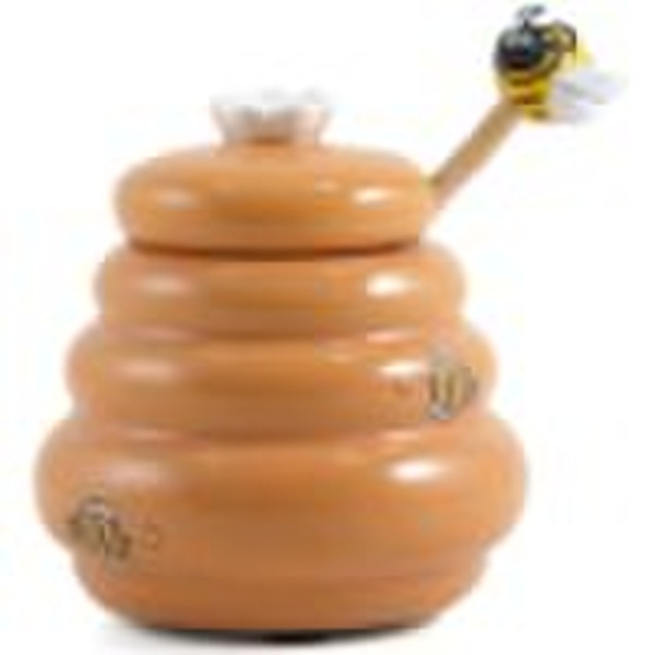 Mini Honey Pot & Dipper Ceramic Server JAR