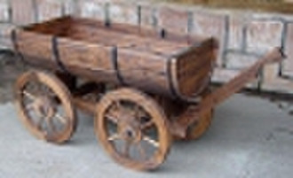 wooden barrow planter