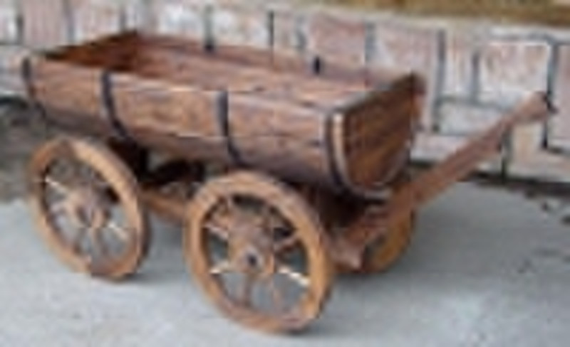 wooden barrow planter