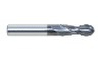 Solid carbide ball nose end mill with 2 flutes