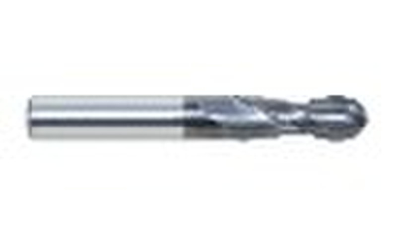 Solid carbide ball nose end mill with 2 flutes