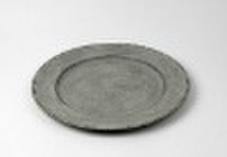 DIA33CM Round Plastic Plate w/Antique Grey