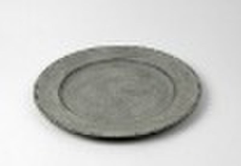 DIA33CM Round Plastic Plate w/Antique Grey