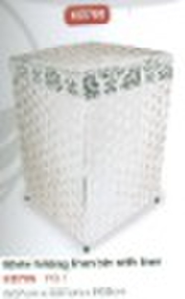 White folding linen bin with linerKB795