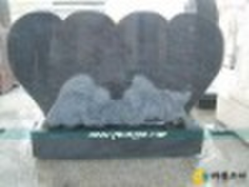 Angel and heart granite headstone