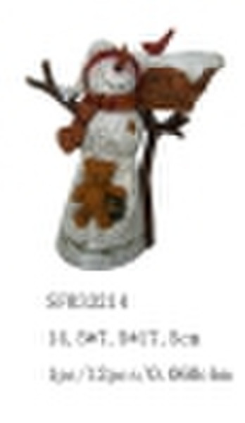 Polyresin figurine snowman with sign