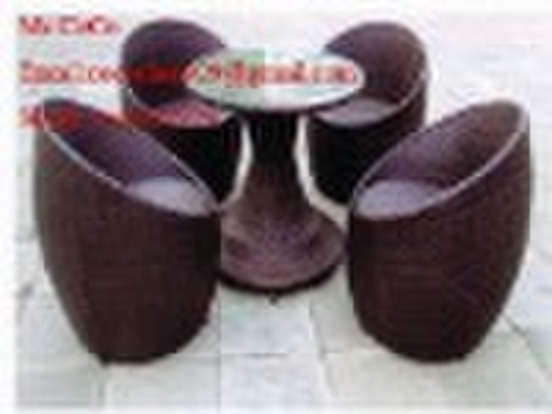 Synthetic rattan egg chairs