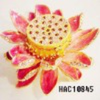 metal water lily-shaped jewelry box