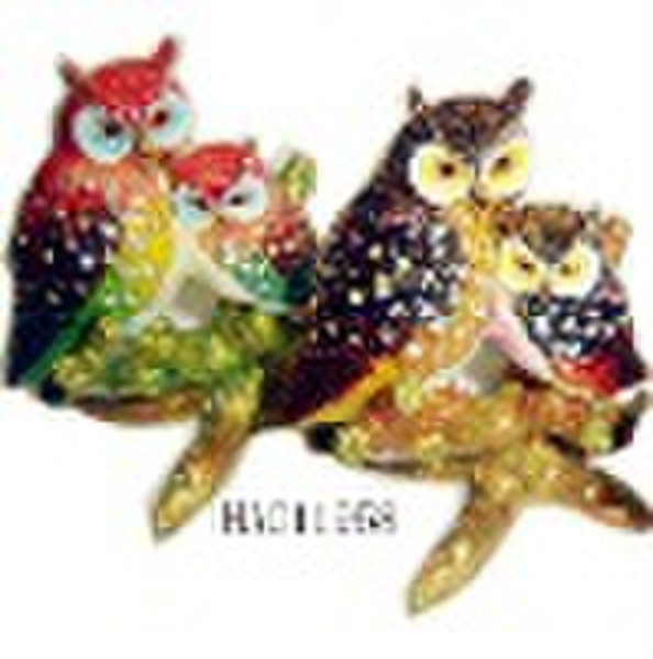 Mother and child owl design jewelry box