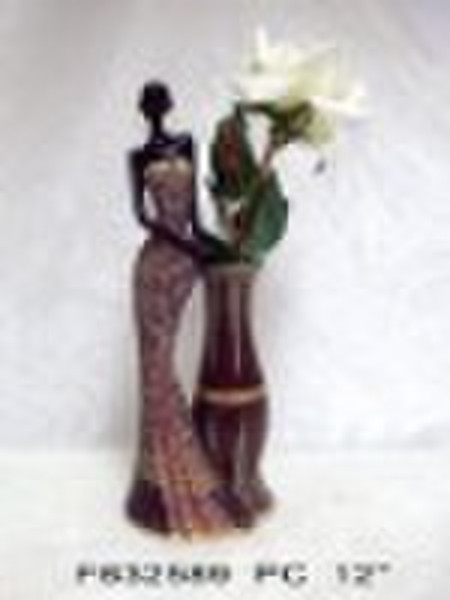 Polyresin blackwoman vase for home decoration