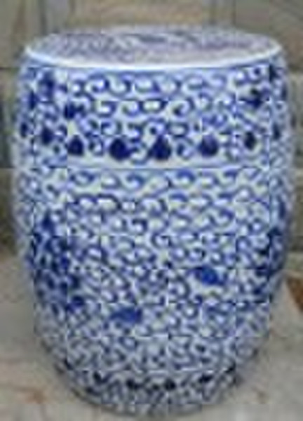 Blau-Weiß floral Ceramic Garden Hocker WRYLY03