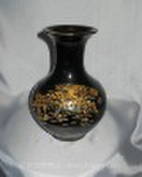 black and gold glazed porcelain vase WRYKR01